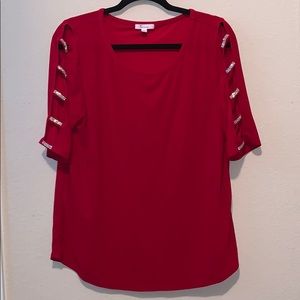 89th + Madison Diamond Cutout Sleeve Blouse